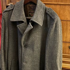 Botany 500 men’s grey overcoat.